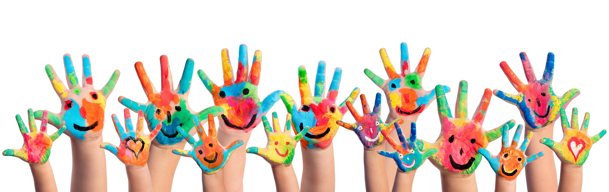 lots of brightly painted hands
