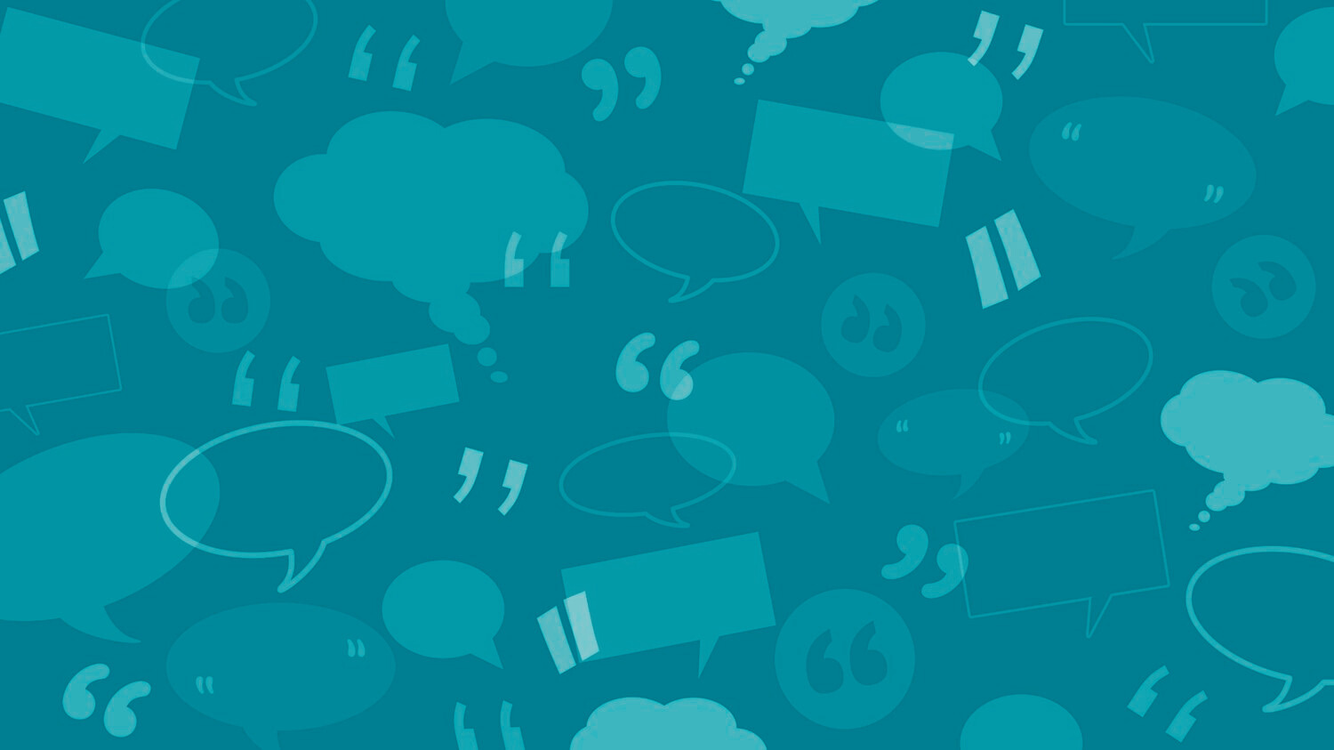 Various speech bubbles and quotation marks in shades of green