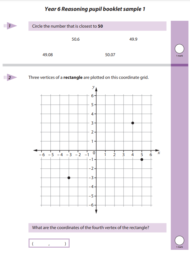Nfer Math Year 6 Autumn Maths test 2 reasoning pupil booklet pack - NFER